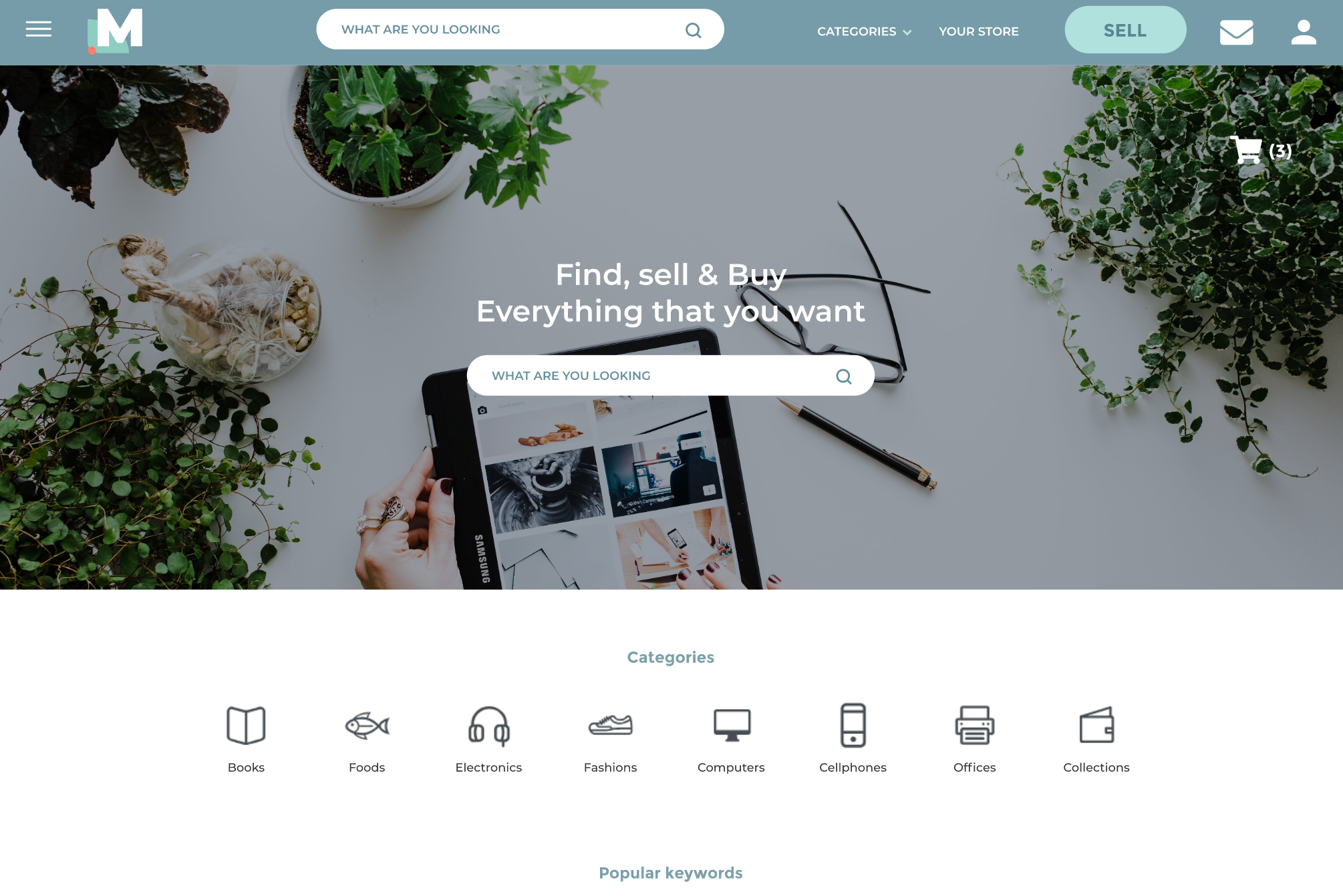 Merchants marketplace homepage
