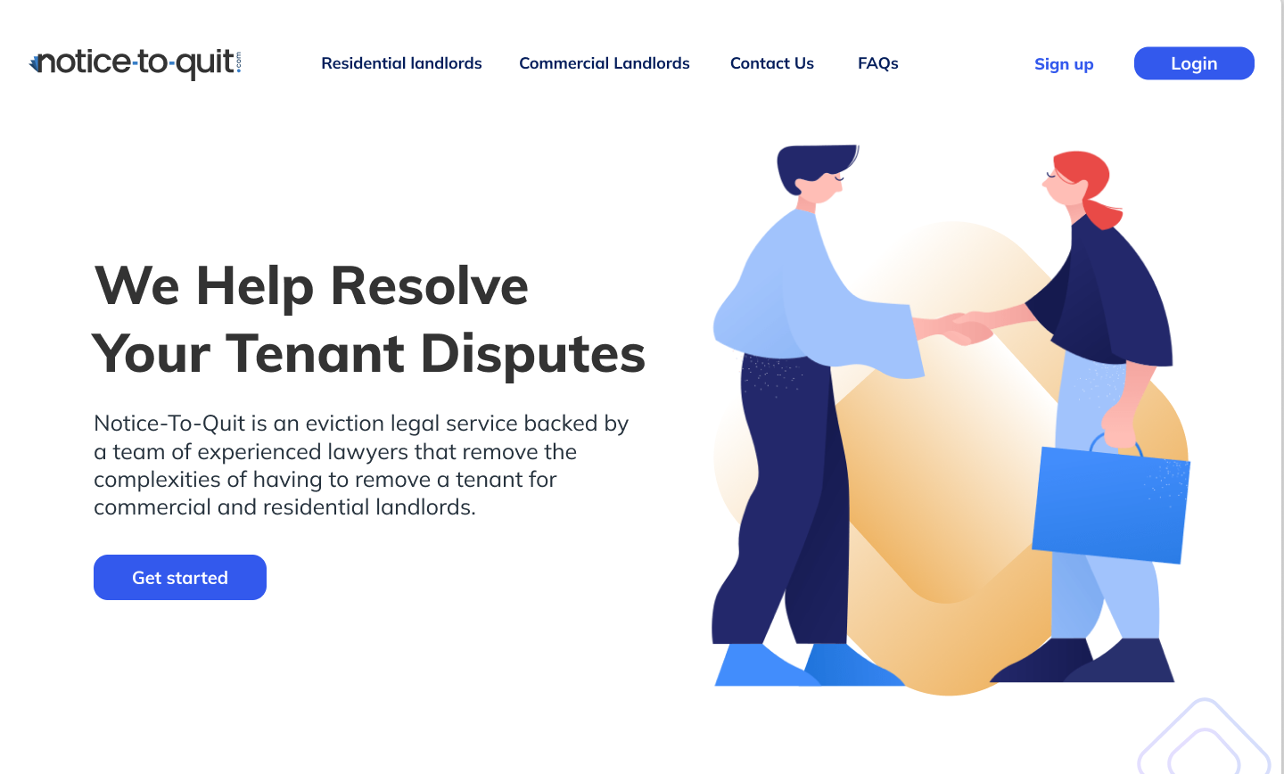 Notice to Quit — request flow landing page