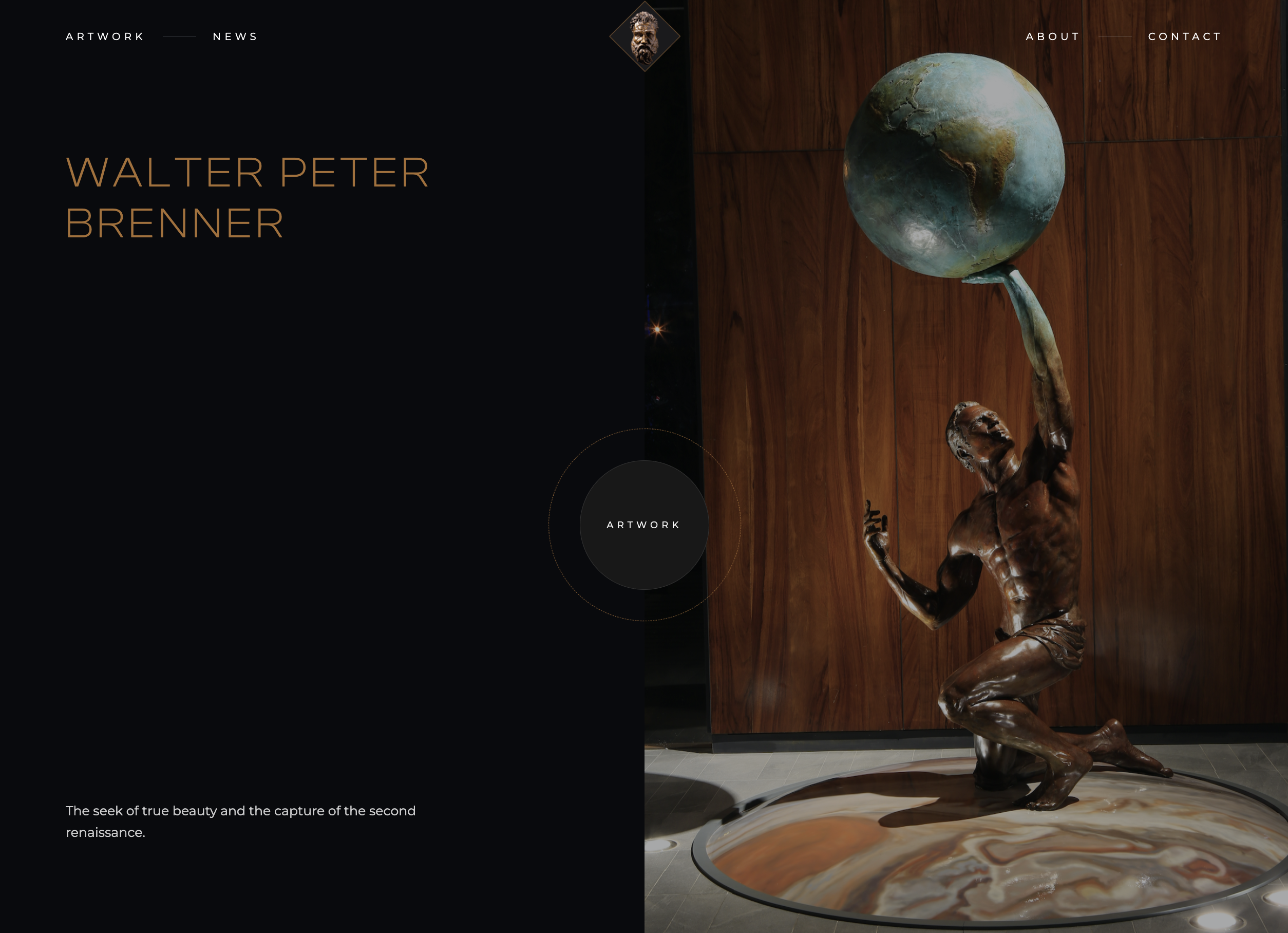 Walter Peter Brenner — homepage featuring the Atlas bronze sculpture